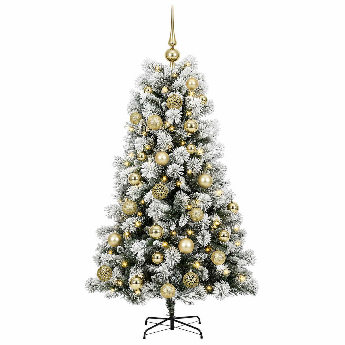 Artificial Hinged Christmas Tree with Baubles 150 cm 150 LEDs