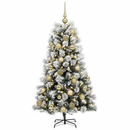 Artificial Hinged Christmas Tree with Baubles 150 cm 150 LEDs