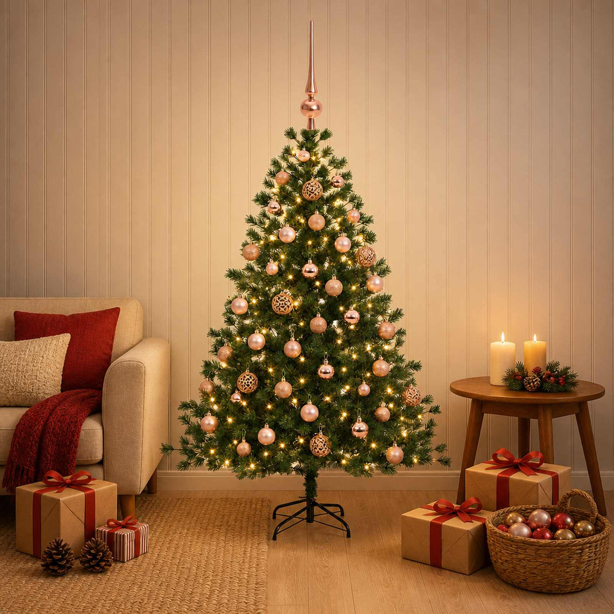 Artificial Christmas Tree with Bauble 150 cm 150 LEDs