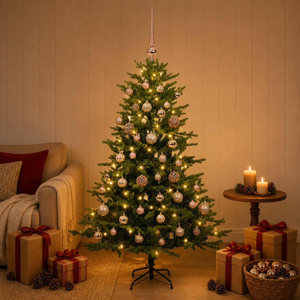Artificial Christmas Tree with Bauble 120 cm 150 LEDs