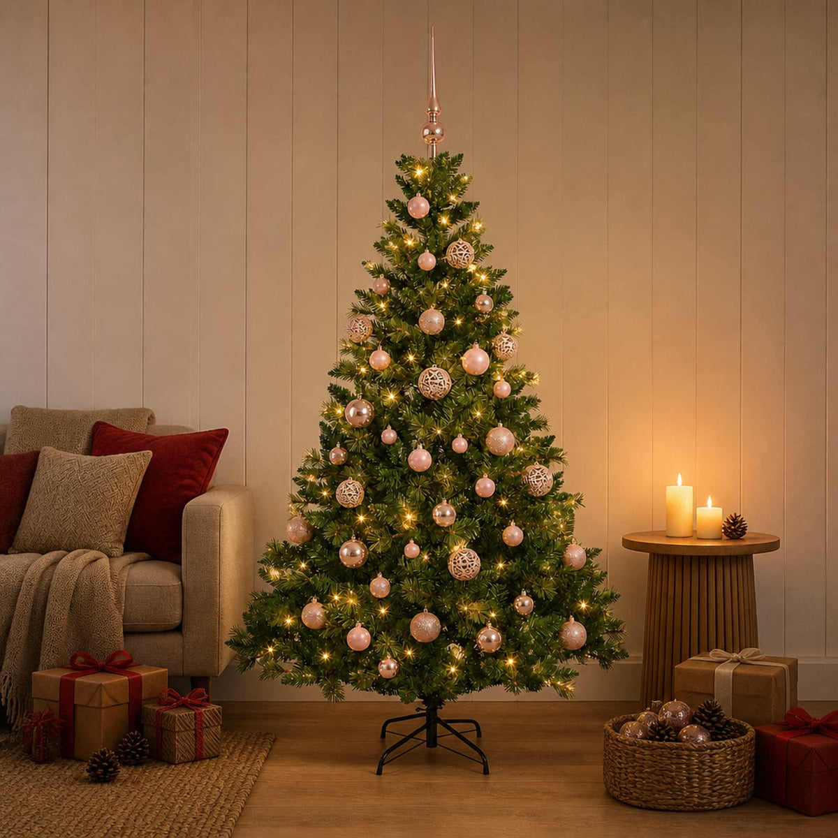 Artificial Christmas Tree with Bauble 150 cm 150 LEDs