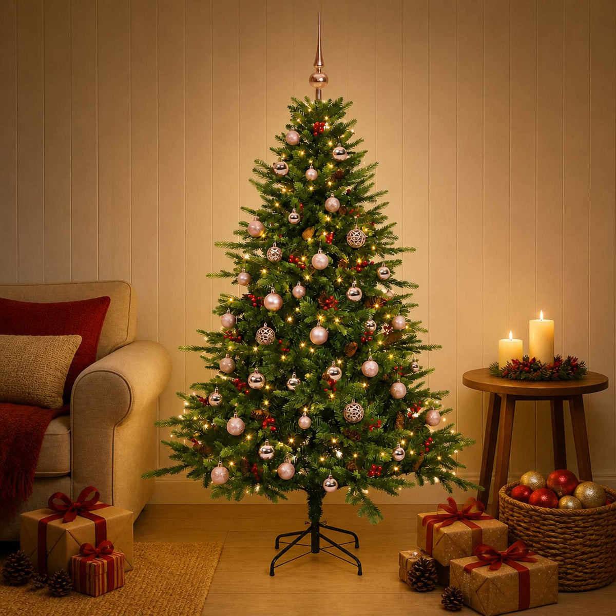 Artificial Christmas Tree with Bauble 150 cm 150 LEDs
