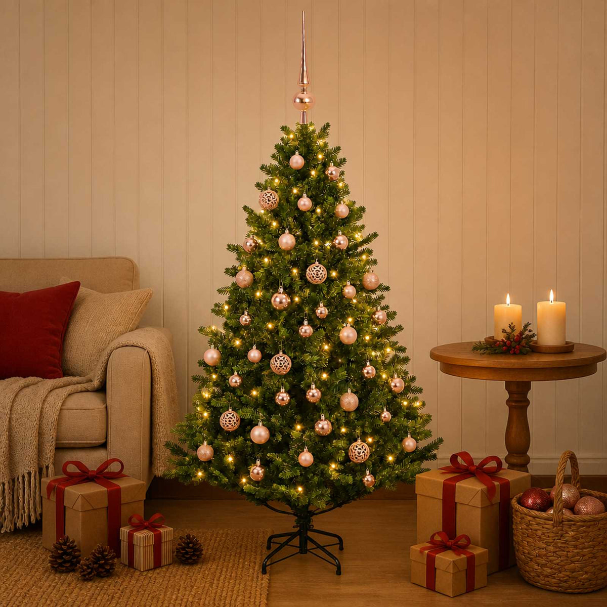 Artificial Christmas Tree with Bauble 120 cm 150 LEDs