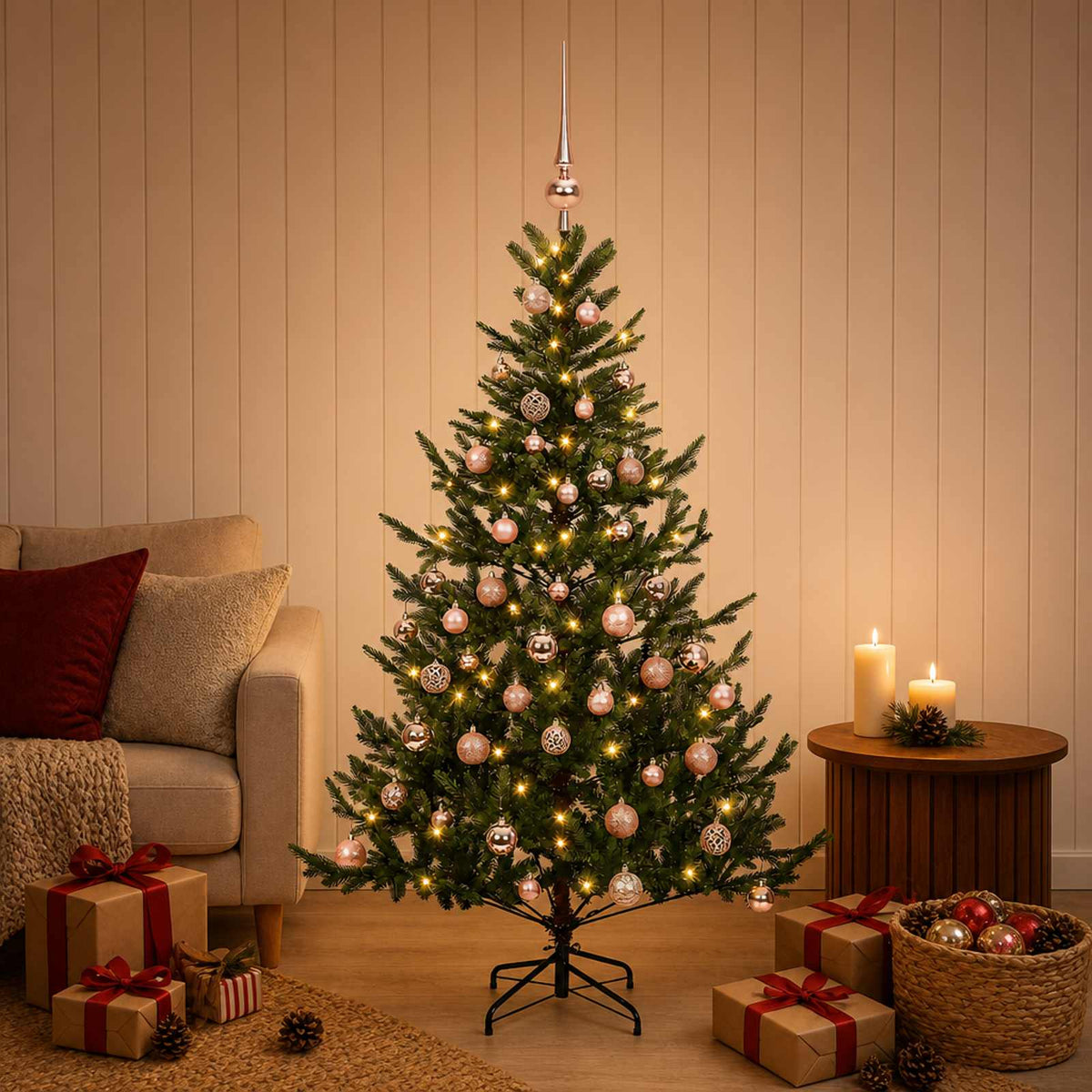 Artificial Christmas Tree with Bauble 120 cm 150 LEDs