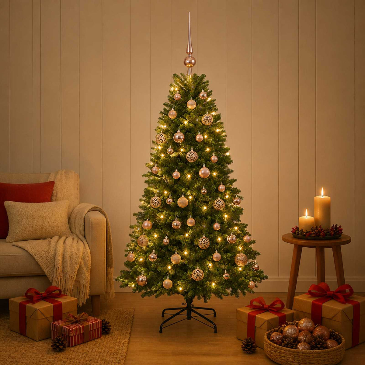 Artificial Christmas Tree with Bauble 150 cm 150 LEDs