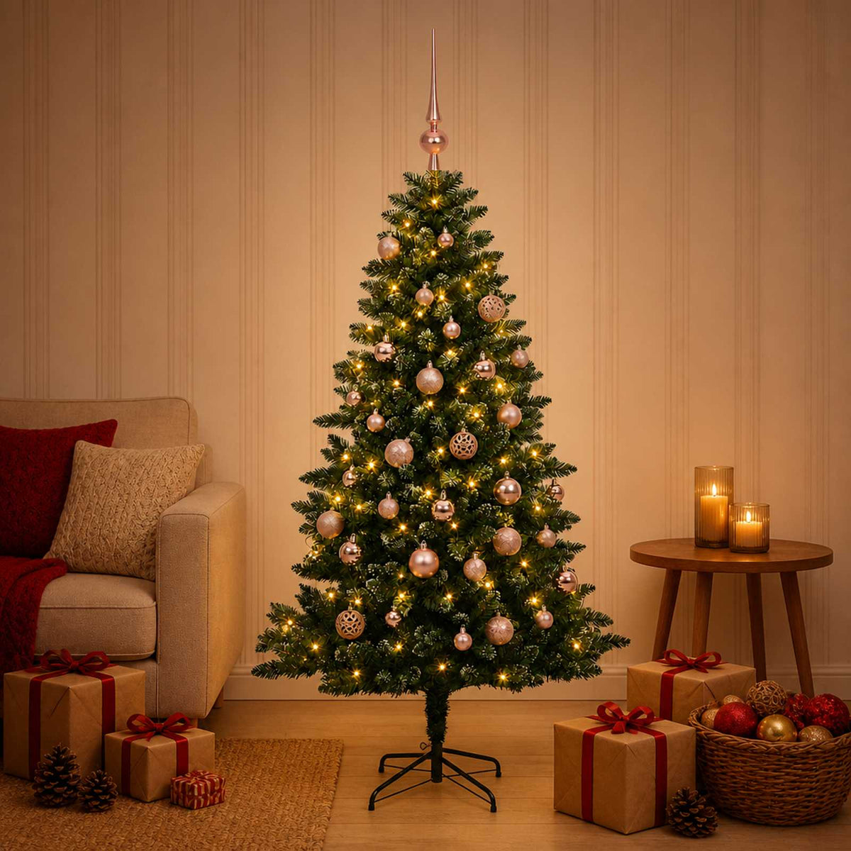 Artificial Christmas Tree with Bauble 150 cm 150 LEDs
