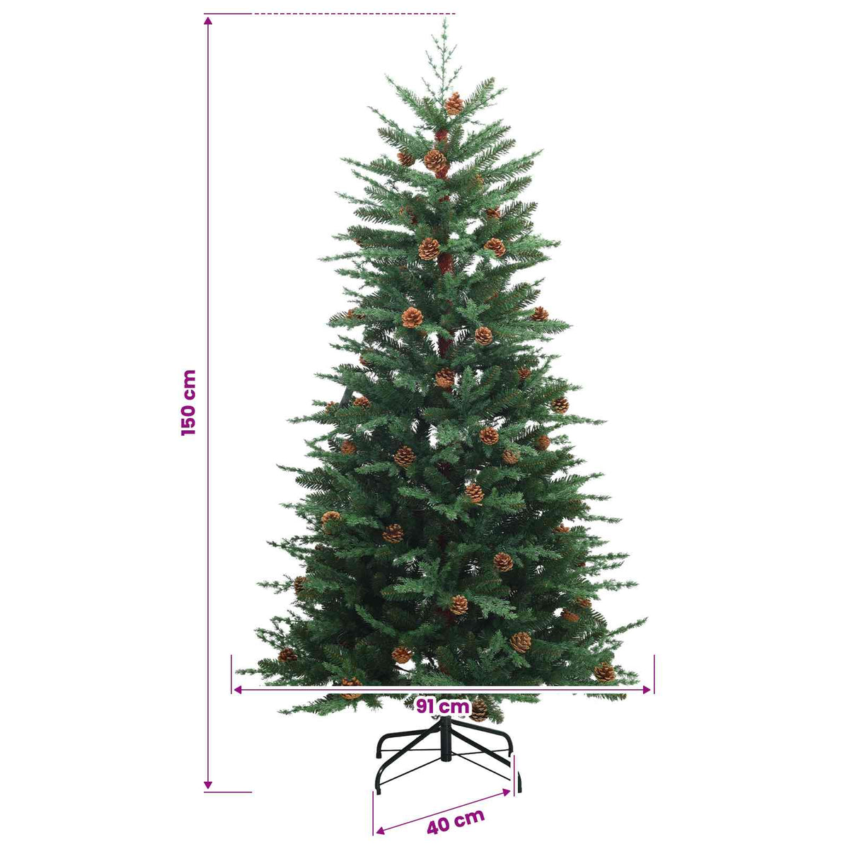 Artificial Hinged Christmas Tree 150 cm 150 LEDs Warm White