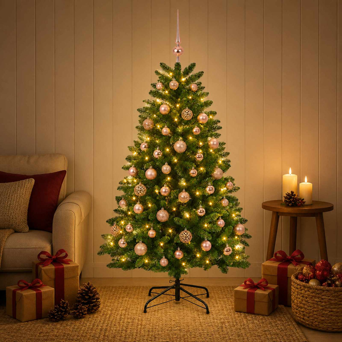 Artificial Christmas Tree Mid-green with Bauble 180 cm 300 LEDs