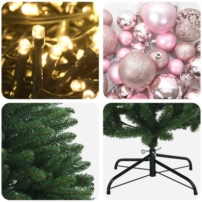 Artificial Christmas Tree Mid-green with Bauble 150 cm 150 LEDs