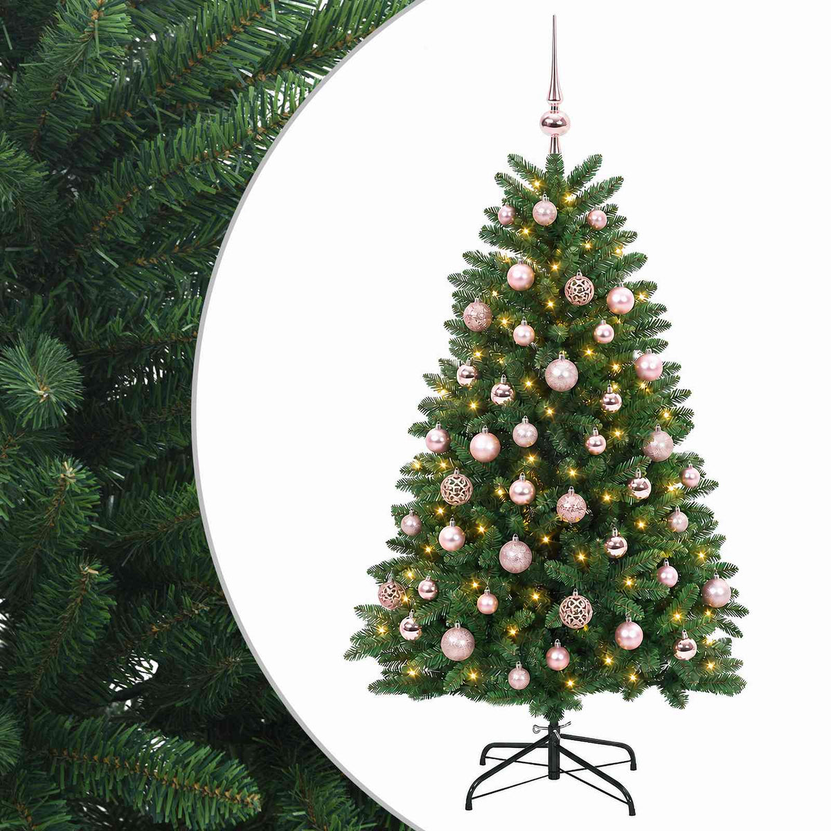 Artificial Christmas Tree Mid-green with Bauble 150 cm 150 LEDs