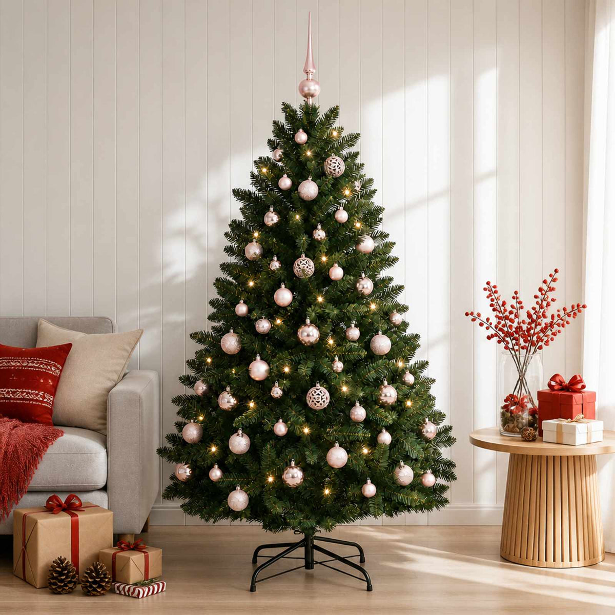 Artificial Christmas Tree Dark Green with Bauble 150 cm