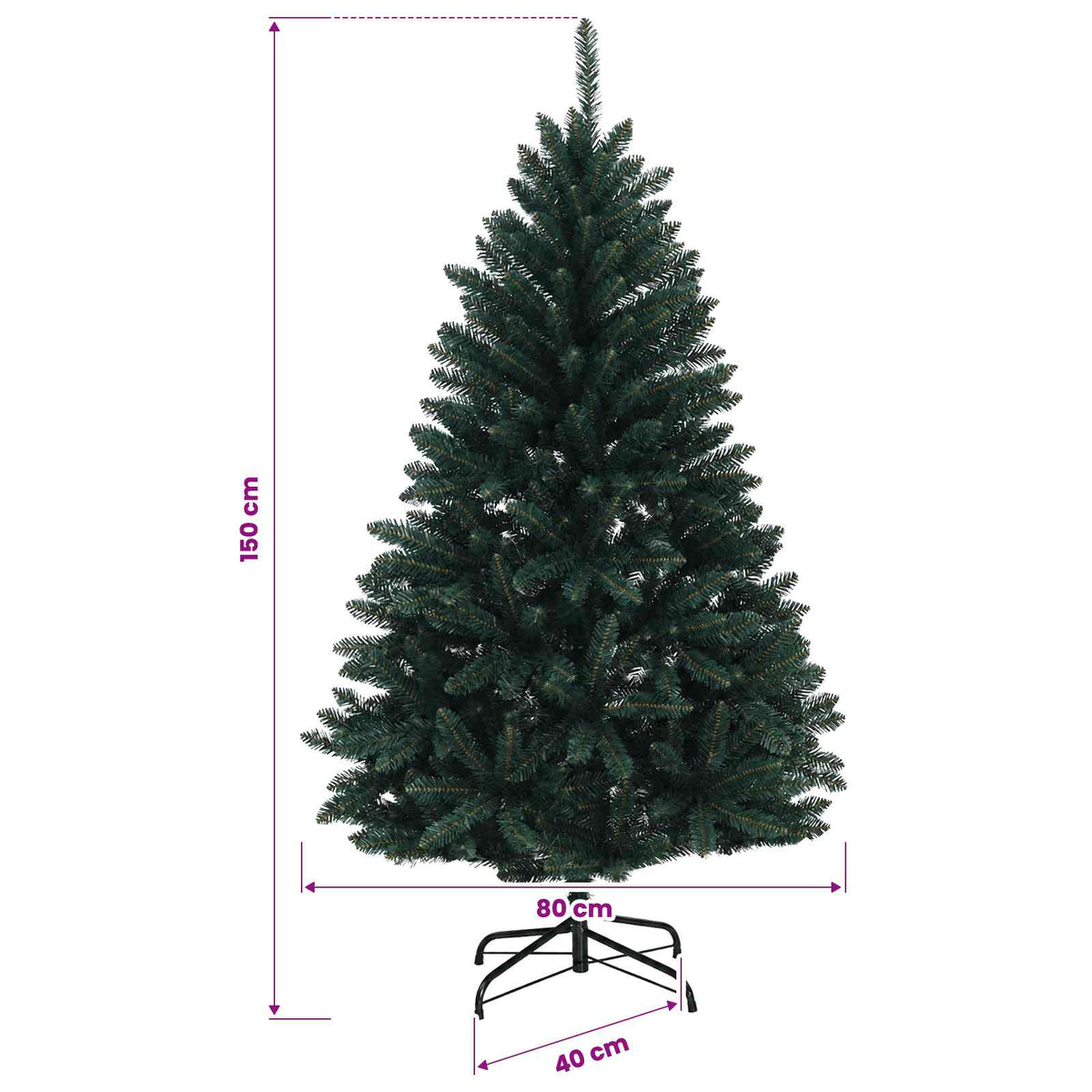 Artificial Christmas Tree Dark Green with Bauble 150 cm