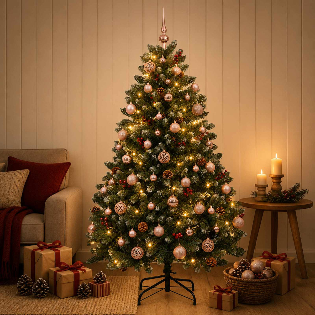 Artificial Christmas Tree Green with Bauble 180 cm 300 LEDs
