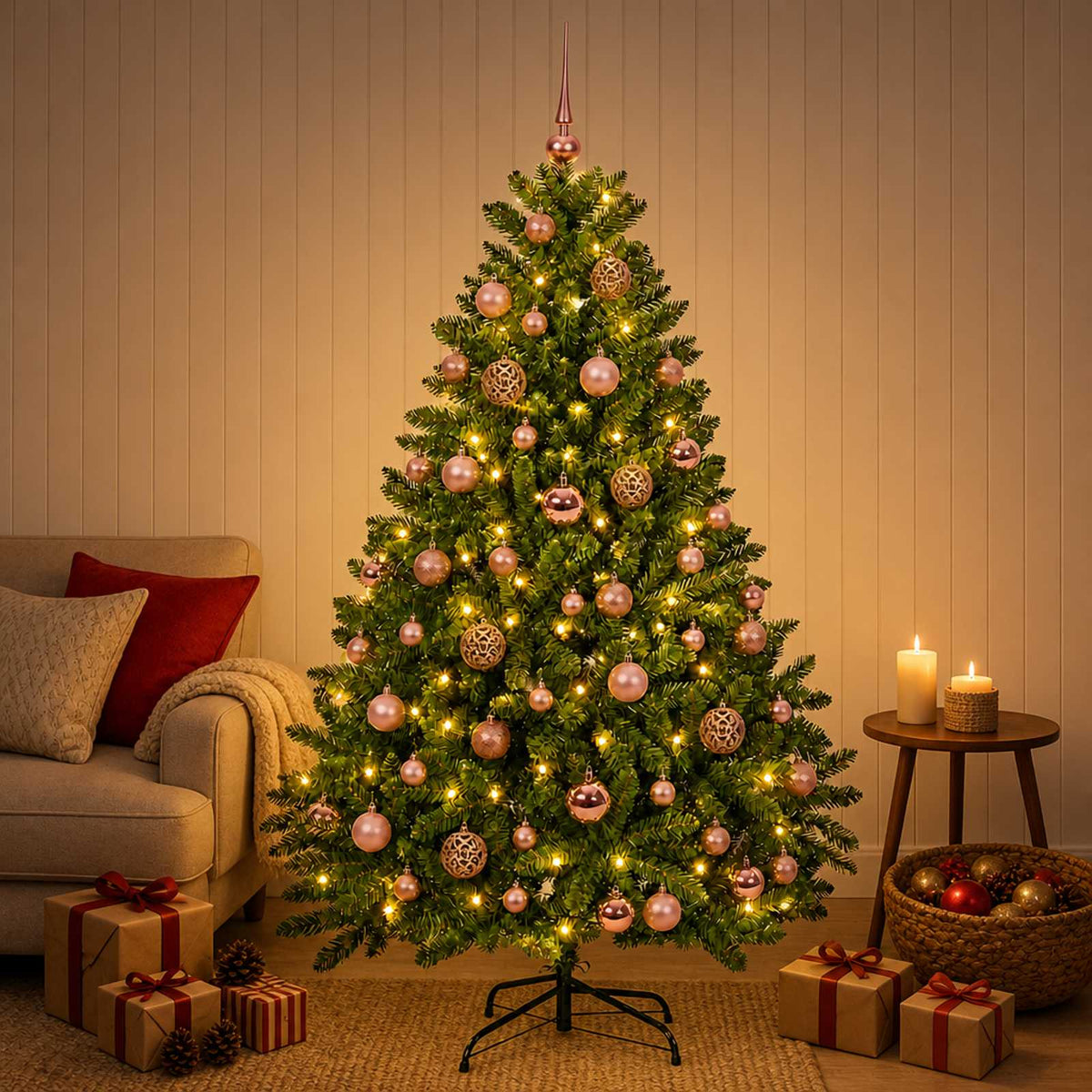 Artificial Christmas Tree Light Green with Bauble 180 cm