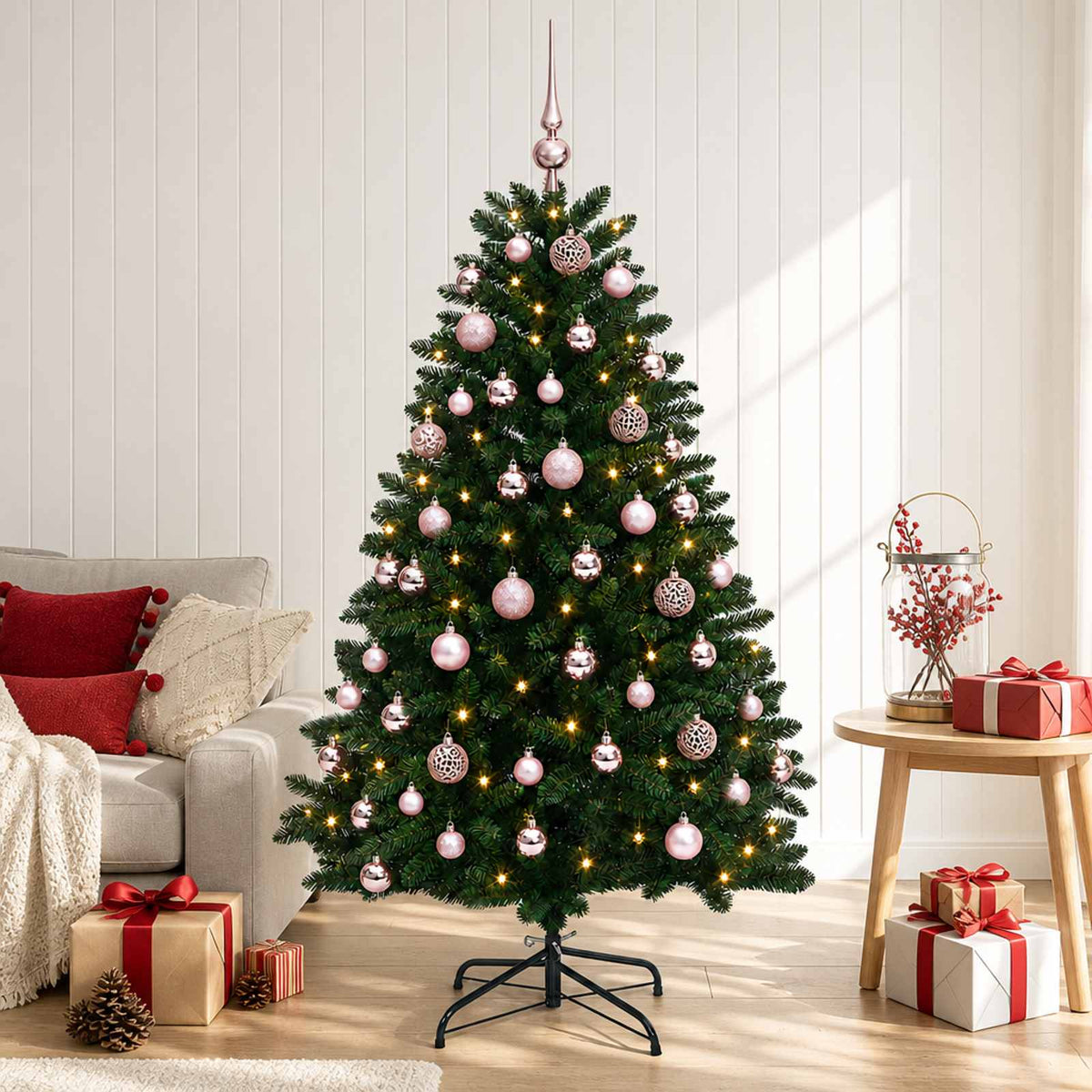 Artificial Christmas Tree Mid-green with Bauble 180 cm 300 LEDs