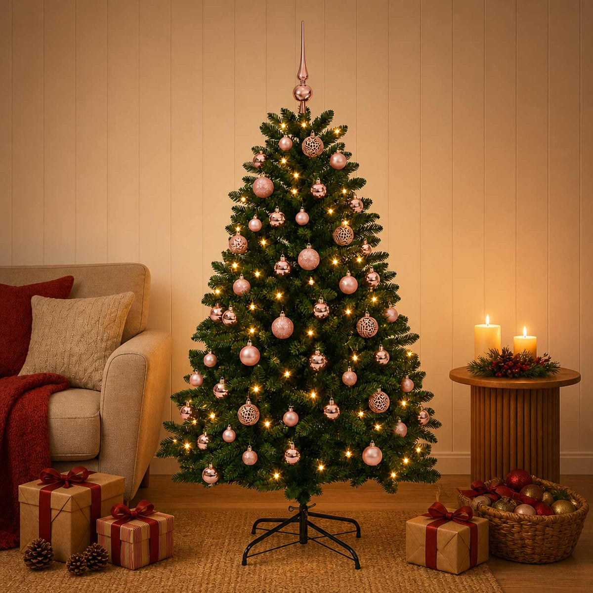 Artificial Christmas Tree Mid-green with Ornament 120 cm