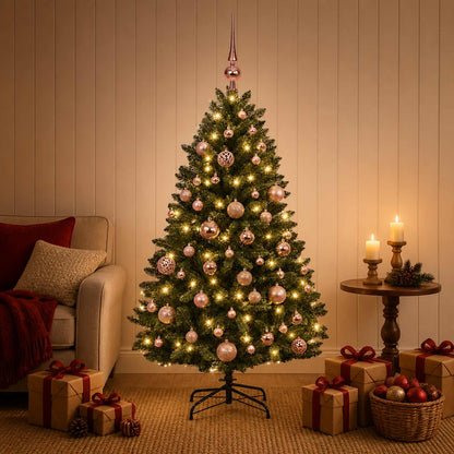 Artificial Christmas Tree Dark Green with Baubles 180 cm