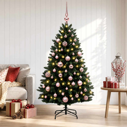 Artificial Christmas Tree Dark Green with Baubles 180 cm