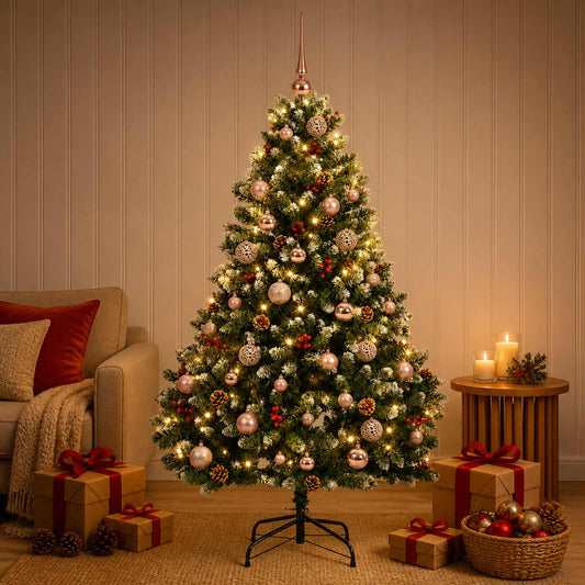 Artificial Christmas Tree Green with Baubles 180 cm 300 LEDs