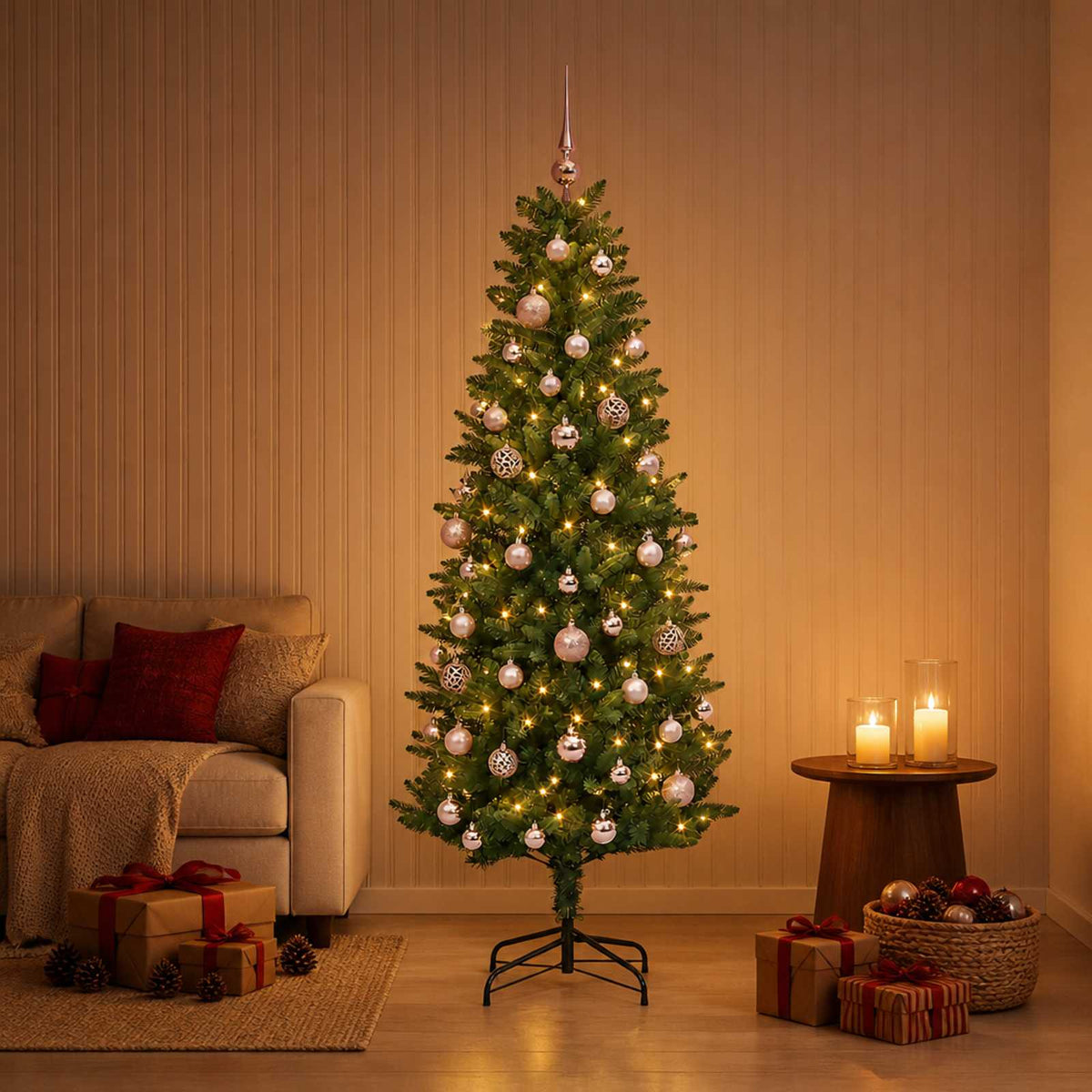 Artificial Christmas Tree with Bauble 150 cm 150 LEDs