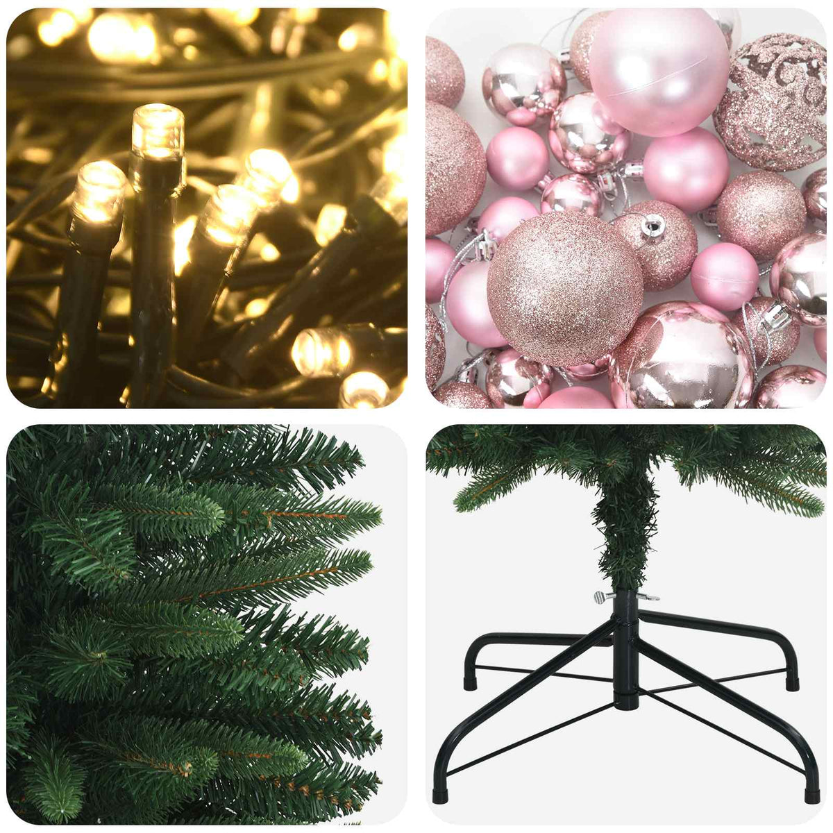Artificial Slim Christmas Tree with Bauble 120 cm 150 LEDs