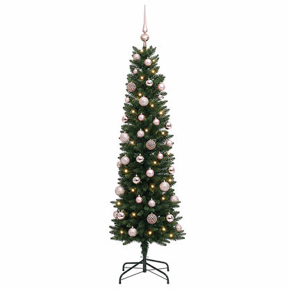 Artificial Slim Christmas Tree with Bauble 120 cm 150 LEDs