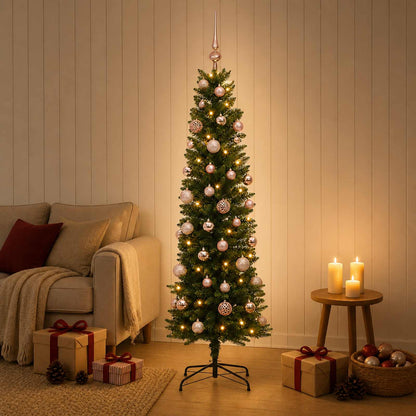 Artificial Slim Christmas Tree with Bauble 120 cm 150 LEDs
