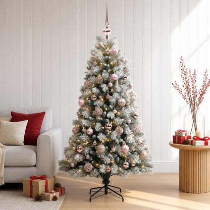 Artificial Hinged Christmas Tree with Baubles 120 cm 150 LEDs