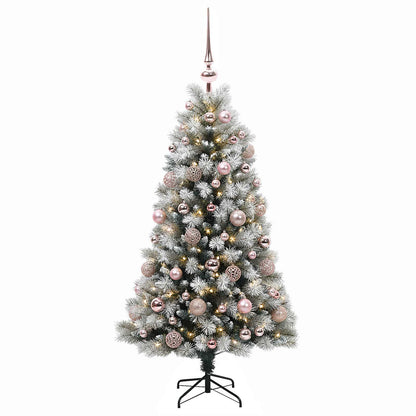 Artificial Hinged Christmas Tree with Baubles 150 cm 150 LEDs