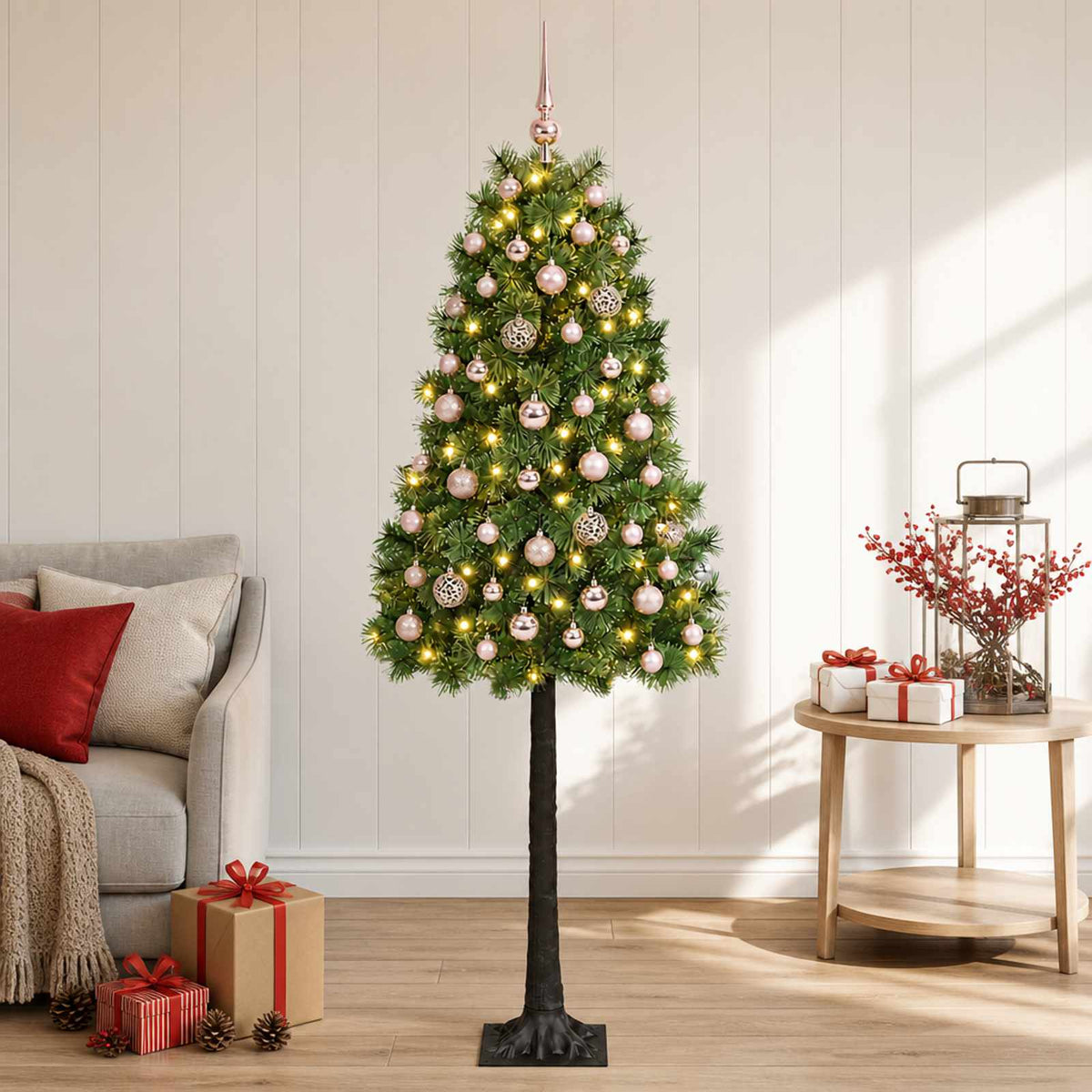 Artificial Hinged Christmas Tree with Baubles 120 cm 150 LEDs