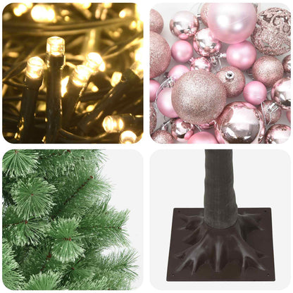 Artificial Hinged Christmas Tree with Baubles 150 cm 150 LEDs