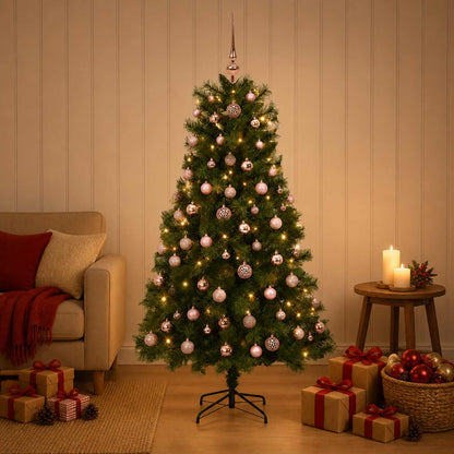 Artificial Hinged Christmas Tree with Baubles 150 cm 150 LEDs