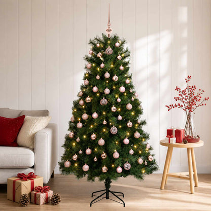 Artificial Hinged Christmas Tree with Baubles 150 cm 150 LEDs