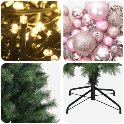 Artificial Hinged Christmas Tree with Baubles 150 cm 150 LEDs