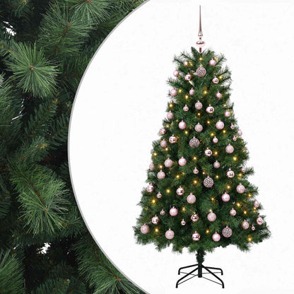 Artificial Hinged Christmas Tree with Baubles 150 cm 150 LEDs