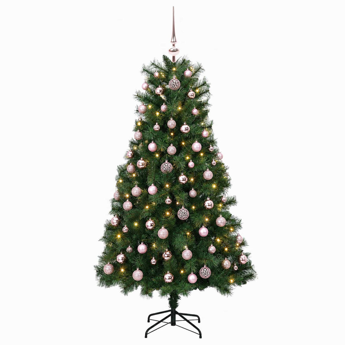 Artificial Hinged Christmas Tree with Baubles 150 cm 150 LEDs