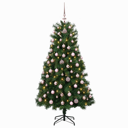Artificial Hinged Christmas Tree with Baubles 150 cm 150 LEDs