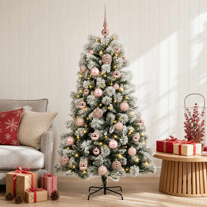 Artificial Hinged Christmas Tree with Baubles 150 cm 150 LEDs