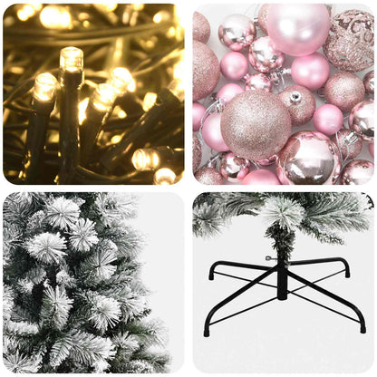 Artificial Hinged Christmas Tree with Baubles 150 cm 150 LEDs