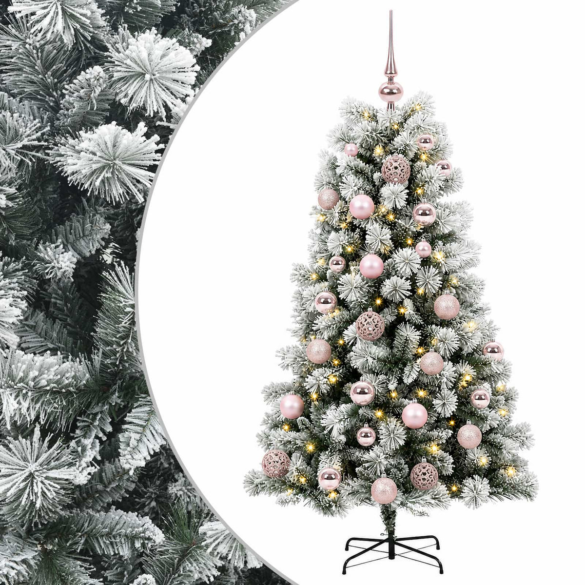 Artificial Hinged Christmas Tree with Baubles 150 cm 150 LEDs