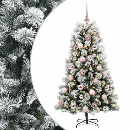 Artificial Hinged Christmas Tree with Baubles 150 cm 150 LEDs