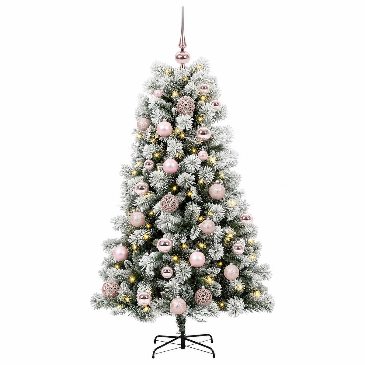 Artificial Hinged Christmas Tree with Baubles 150 cm 150 LEDs