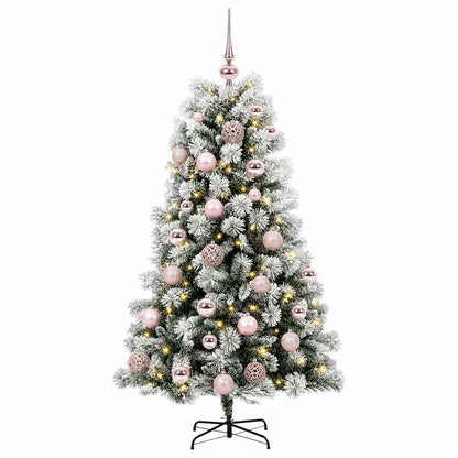 Artificial Hinged Christmas Tree with Baubles 150 cm 150 LEDs