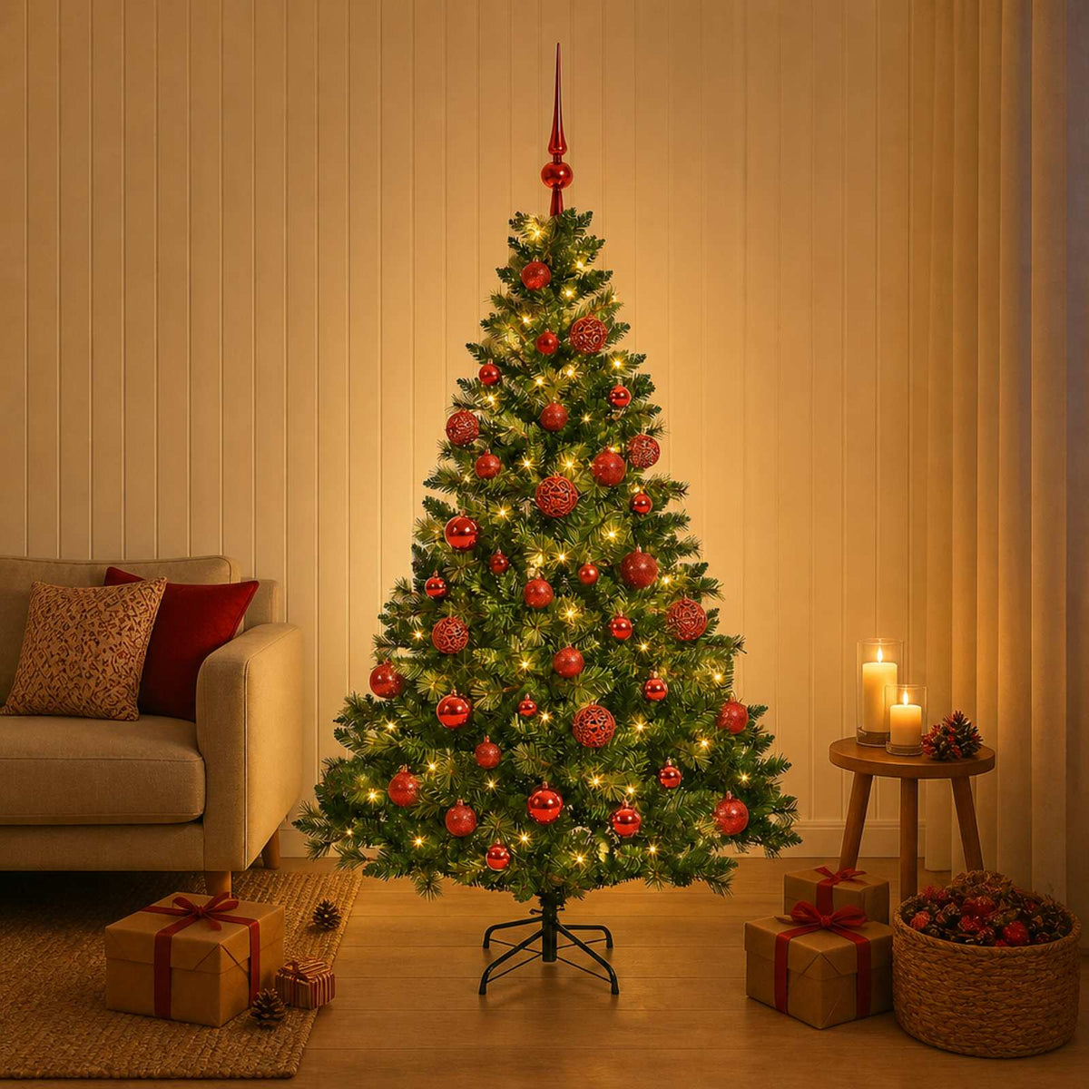 Artificial Christmas Tree with Bauble 150 cm 150 LEDs