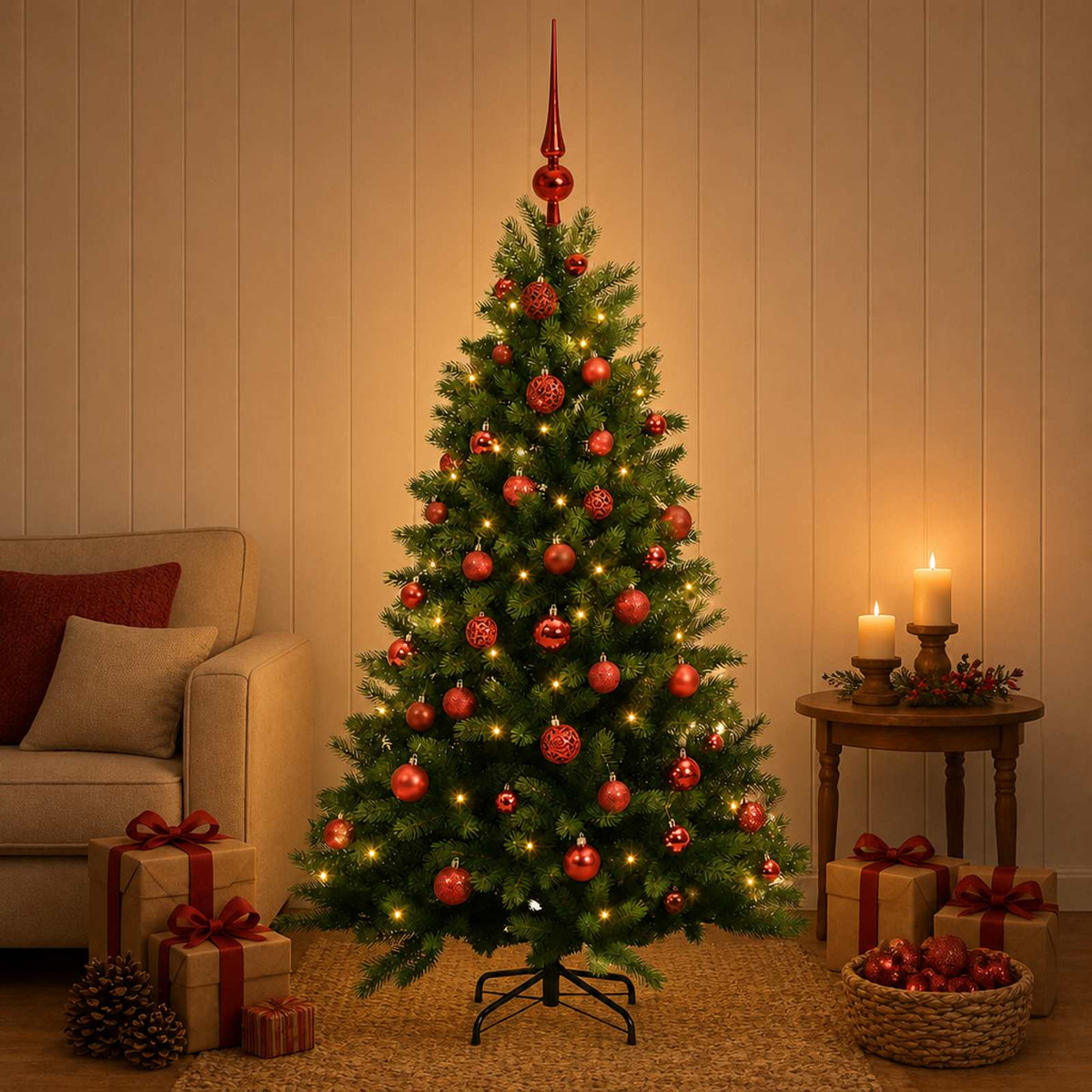 Artificial Christmas Tree with Bauble 150 cm 150 LEDs