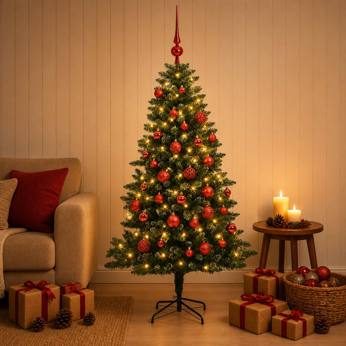 Artificial Christmas Tree with Bauble 120 cm 150 LEDs