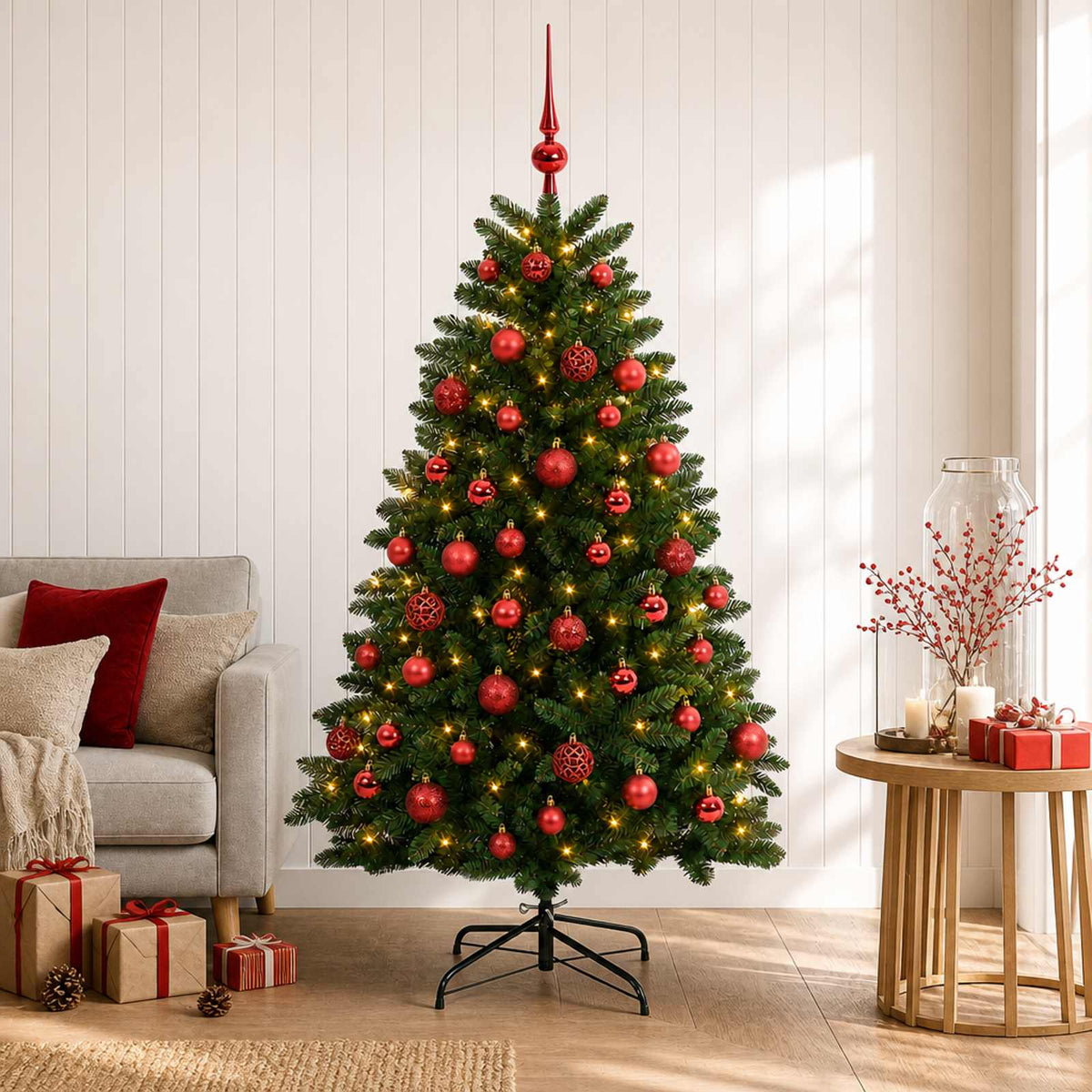 Artificial Christmas Tree Mid-green with Bauble 180 cm 300 LEDs
