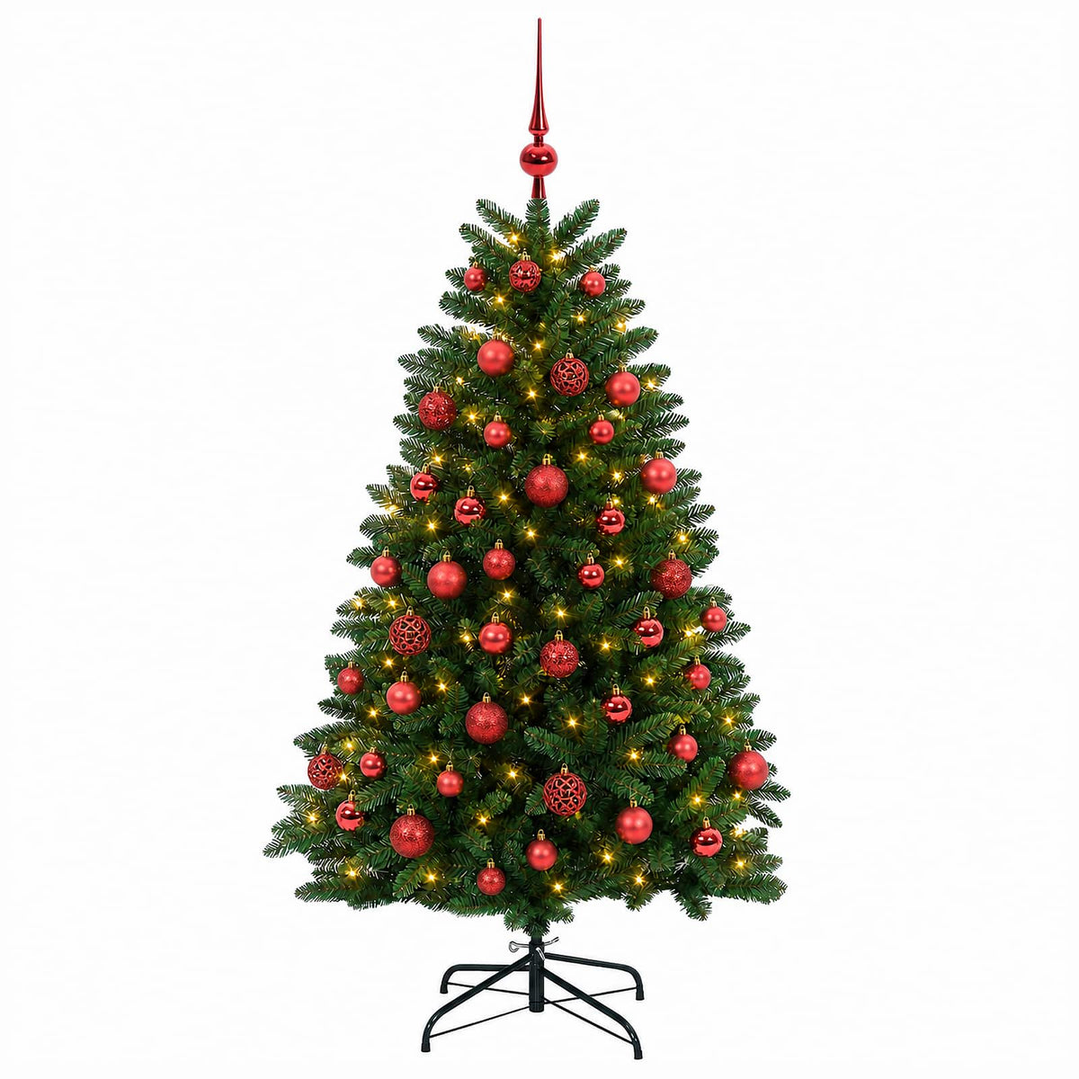 Artificial Christmas Tree Mid-green with Bauble 150 cm 150 LEDs