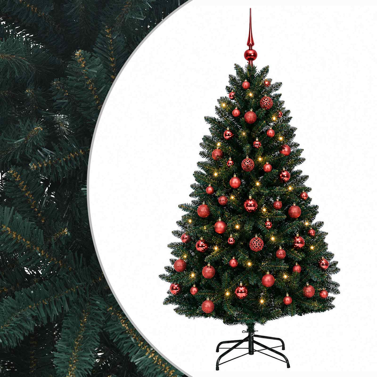 Artificial Christmas Tree Dark Green with Baubles 120 cm