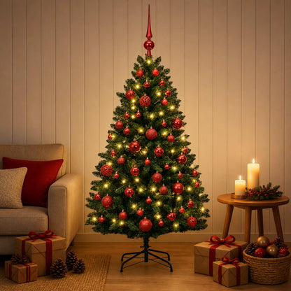 Artificial Christmas Tree Dark Green with Baubles 150 cm